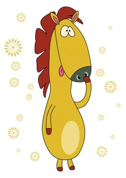 Funny horse on white background Stock Illustration