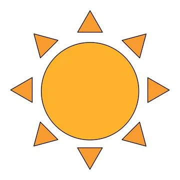 Funny hot sun on white background Stock Illustration