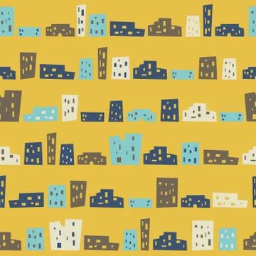 Funny houses seamless pattern Stockillustratie