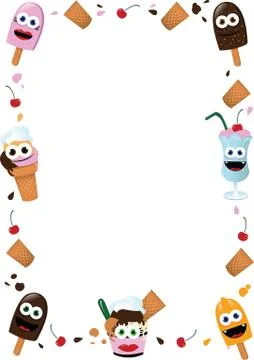 Funny Ice Cream Frame Stock Illustration