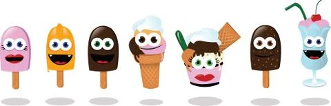 Funny Ice Creams Stock Illustration