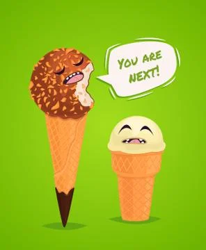Funny ice creams poster, vector illustration. Stock Illustration