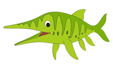 Funny Ichthyosaurus fish on white background Stock Illustration