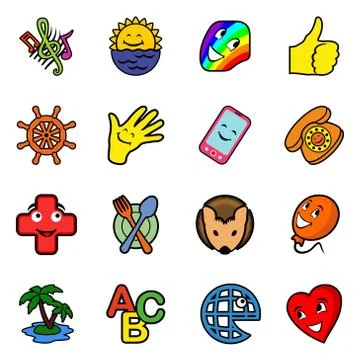 Funny icons set Stock Illustration