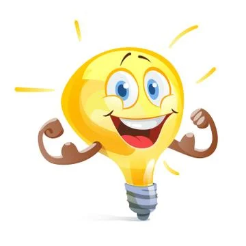 Funny idea lamp with muscles. Vector, illustration イラスト素材