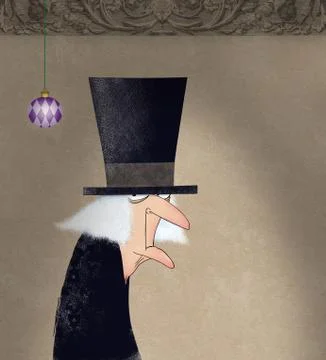 Funny ink drawing of scrooge Stock Illustration