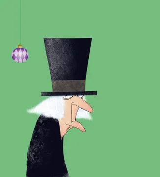 Funny ink drawing of scrooge Stock Illustration