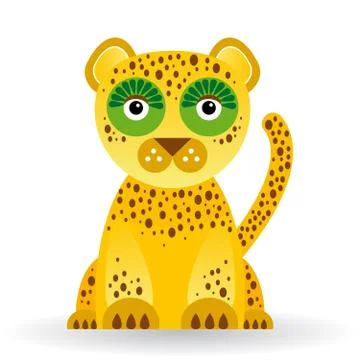 Funny jaguar on white background. vector Stock Illustration