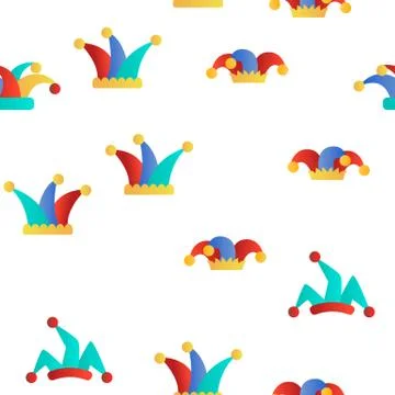 Funny Jester Hat Linear Vector Seamless Pattern Illustrazione stock
