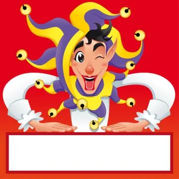 Funny Jocker smiling with white frame. Stock Illustration