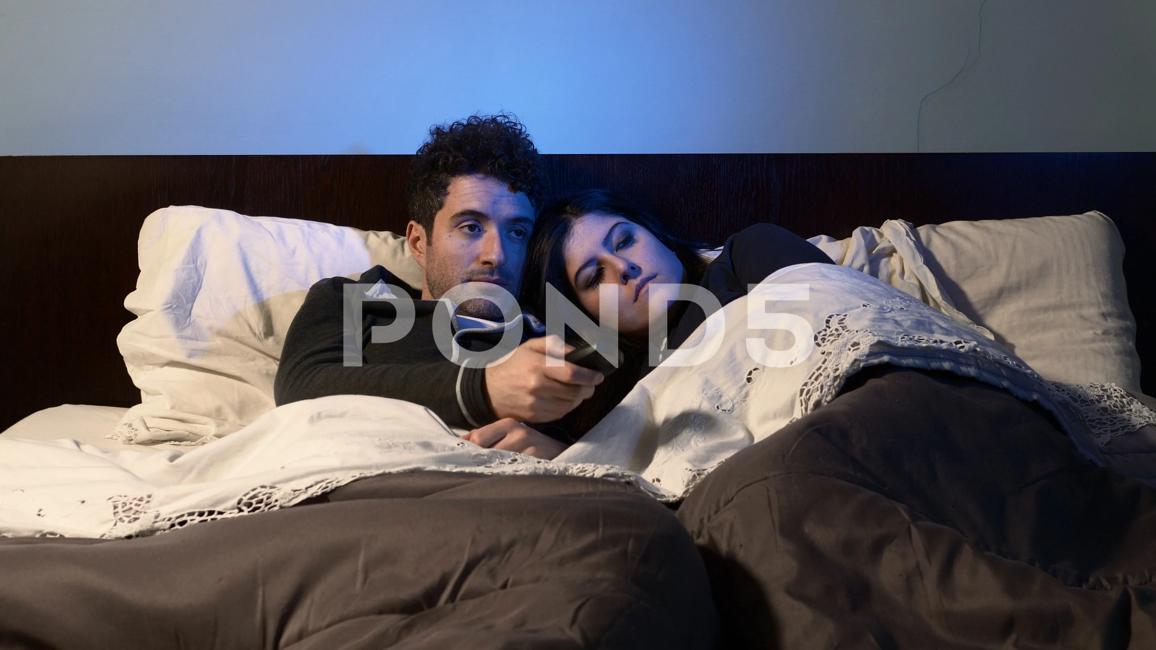 Funny jokes between lovers in bed. compl... | Stock Video | Pond5