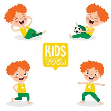 Funny Kid In Yoga Pose Stock Illustration