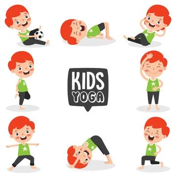 Funny Kid In Yoga Pose 스톡 일러스트