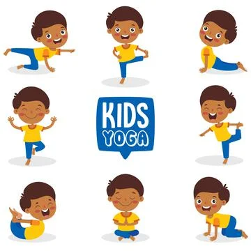 Funny Kid In Yoga Pose 스톡 일러스트