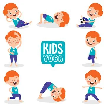 Funny Kid In Yoga Pose 스톡 일러스트