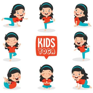 Funny Kid In Yoga Pose 스톡 일러스트