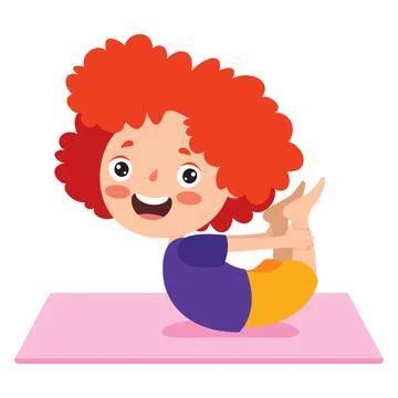 Funny Kid In Yoga Pose 스톡 일러스트