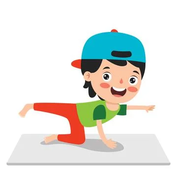 Funny Kid In Yoga Pose Illustrazione stock