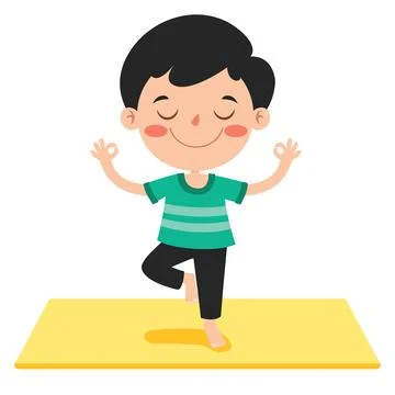 Funny Kid In Yoga Pose Illustrazione stock