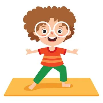 Funny Kid In Yoga Pose Stock Illustration