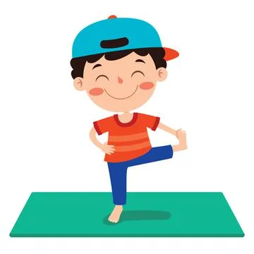 Funny Kid In Yoga Pose Stock Illustration