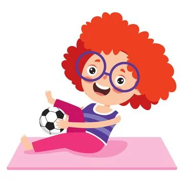 Funny Kid In Yoga Pose Stock Illustration