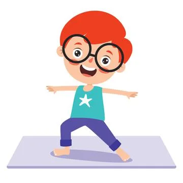 Funny Kid In Yoga Pose Stock Illustration