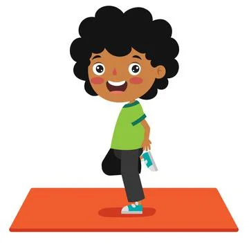 Funny Kid In Yoga Pose 스톡 일러스트