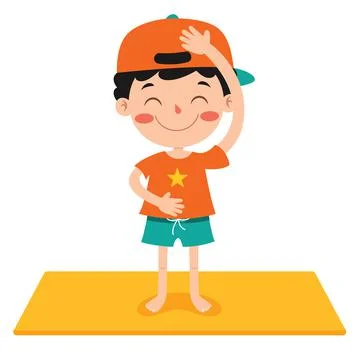 Funny Kid In Yoga Pose Stock Illustration
