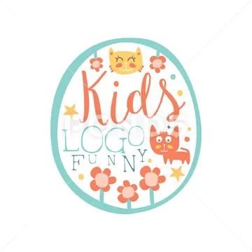 Funny kids logo original design, baby shop label, fashion print for kids wear Stock Illustration