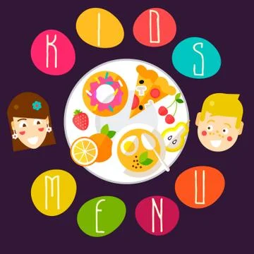 Funny kids menu template Stock Illustration