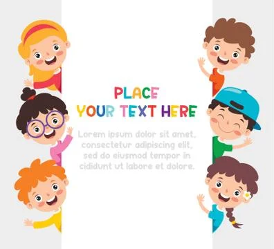 Funny Kids Posing With A Blank Frame Stock Illustration