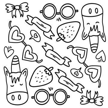 Funny kids unicorn set bundle vector design Illustrazione stock