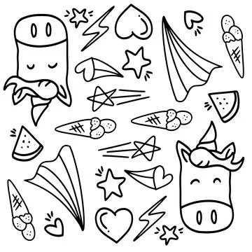 Funny kids unicorn set bundle vector design Stock Illustration