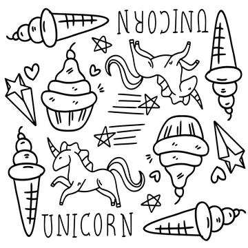 Funny kids unicorn set bundle vector design Stock Illustration
