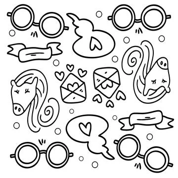 Funny kids unicorn set bundle vector design Illustrazione stock