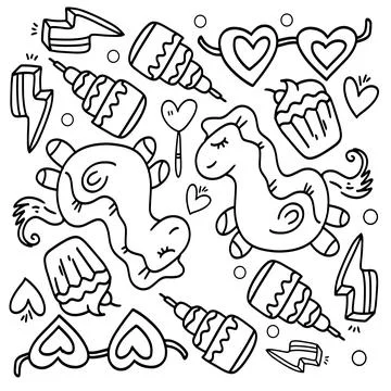 Funny kids unicorn set bundle vector design Stock Illustration