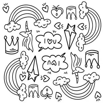 Funny kids unicorn set bundle vector design Stock-Illustration