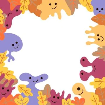 Funny kind monsters, borders for text on white background. Invitation to a ho Stock Illustration