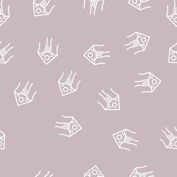 Funny kite toy line vector seamless pattern Stock Illustration