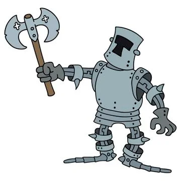 Funny knight with a war axe Stock Illustration