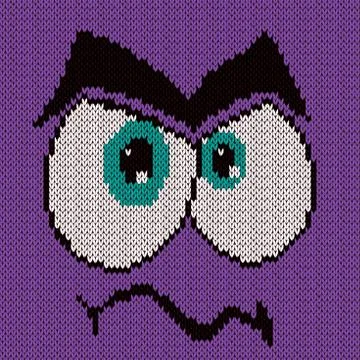 Funny knitting grimace over violet Stock Illustration