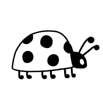 Funny ladybug in doodle style. Hand drawn cute insect vector illustration. Stock Illustration