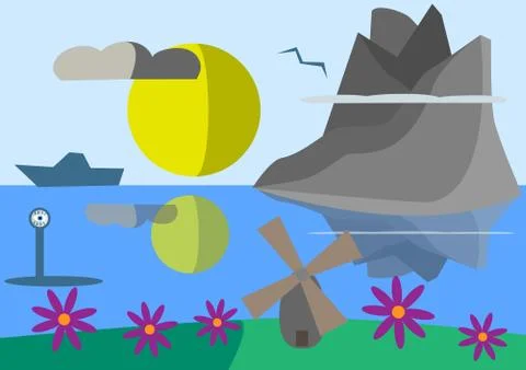 Funny landscape with mountains Иллюстрация