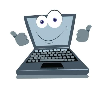 Funny laptop thumbs up Illustrazione stock