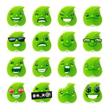 Funny Leaf Emojis Stock Illustration