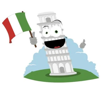 Funny Leaning Tower of Pisa Stock Illustration