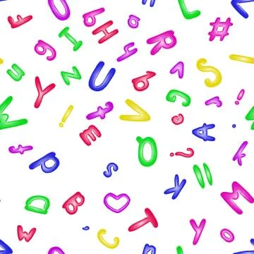 Funny letter. Alphabet seamless pattern . Textiles for children. Stock Illustration