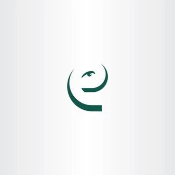 Funny letter e eye face icon logo vector Stock Illustration