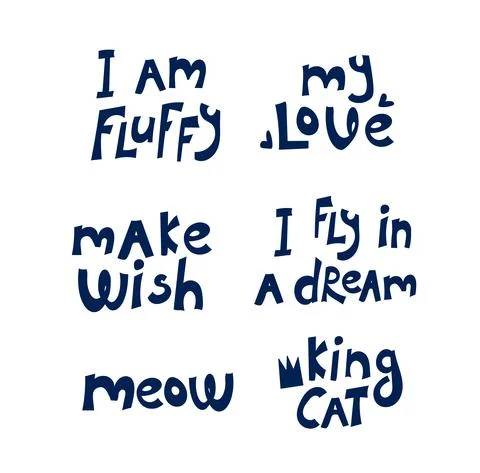 Funny lettering in dark blue. Vector quotes for cats. For print, backgrounds Stock Illustration